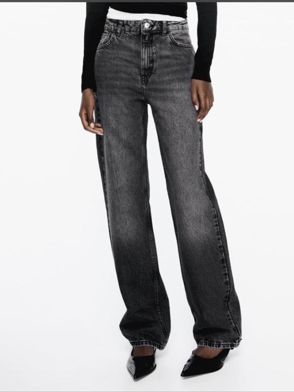 Zara Black High Rise Wide Leg Jeans Size 4